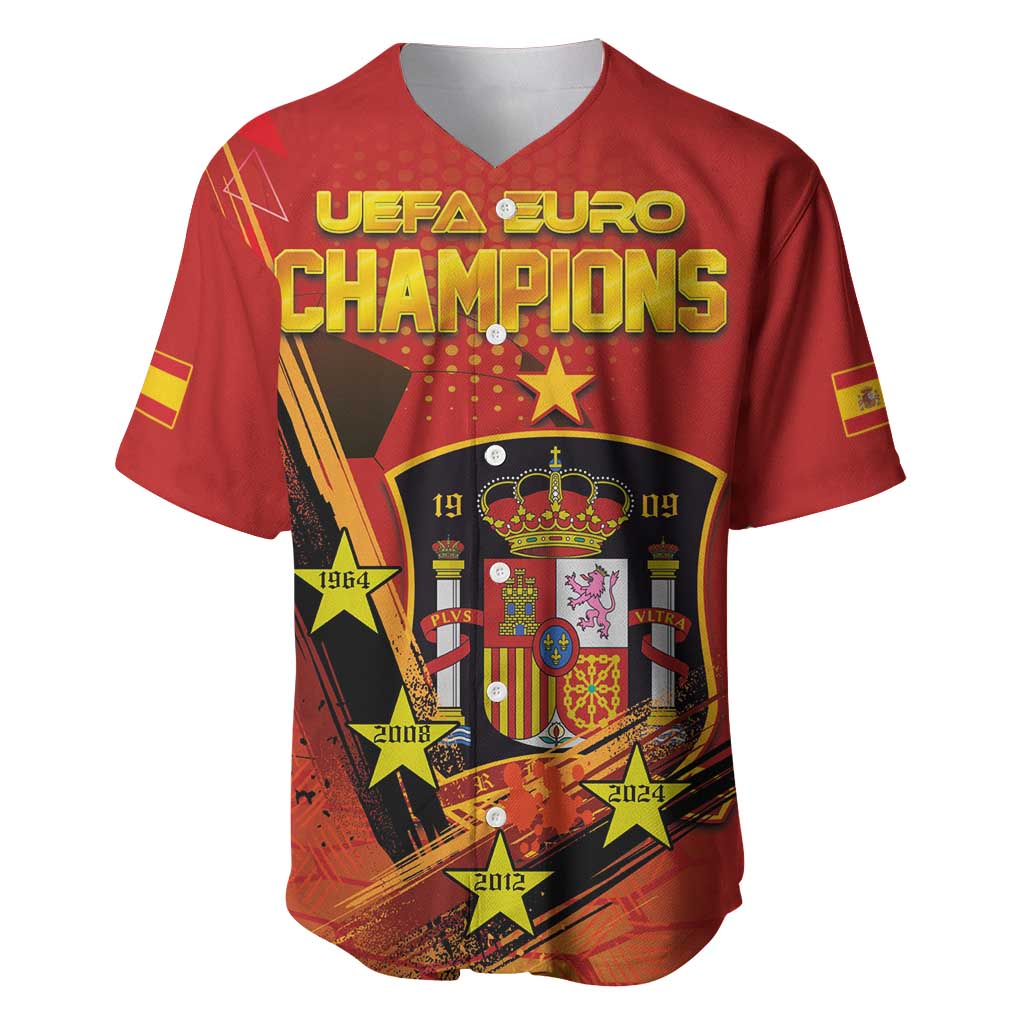 Personalised Spain Football 2024 Baseball Jersey La Roja The Fourth Time Champion European - Wonder Print Shop