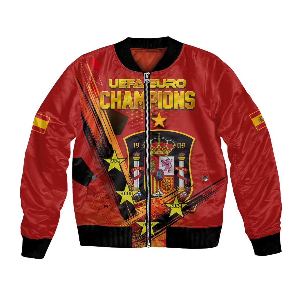 Personalised Spain Football 2024 Bomber Jacket La Roja The Fourth Time Champion European - Wonder Print Shop