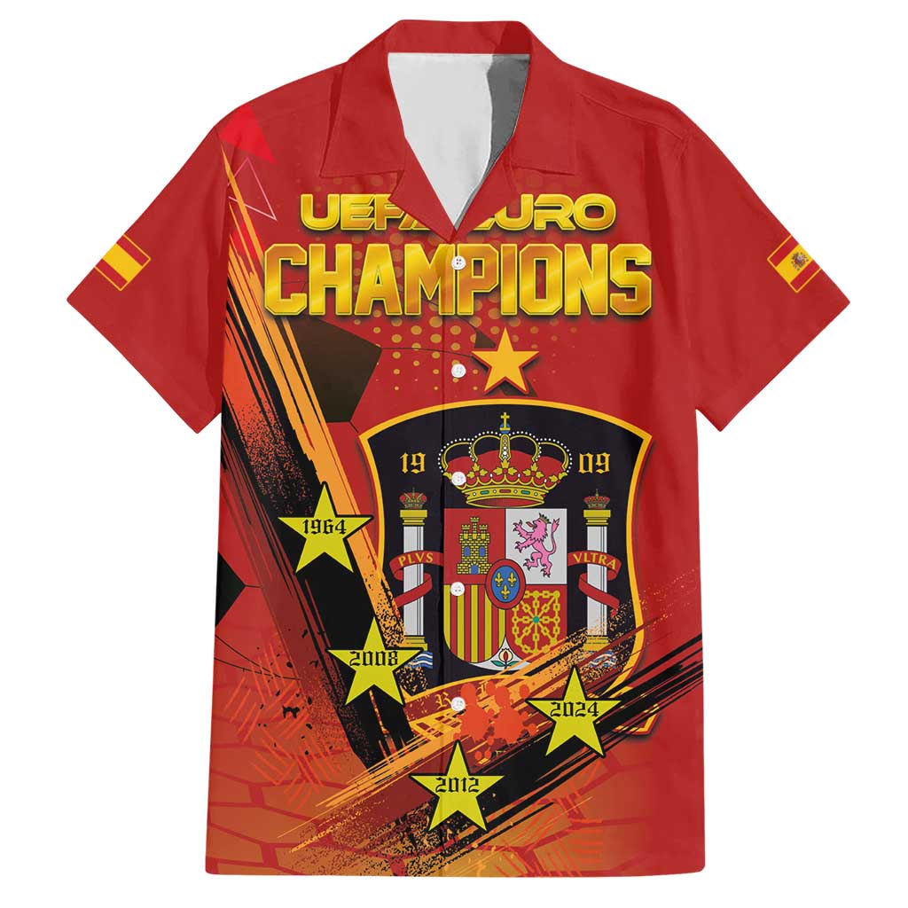 Personalised Spain Football 2024 Hawaiian Shirt La Roja The Fourth Time Champion European - Wonder Print Shop