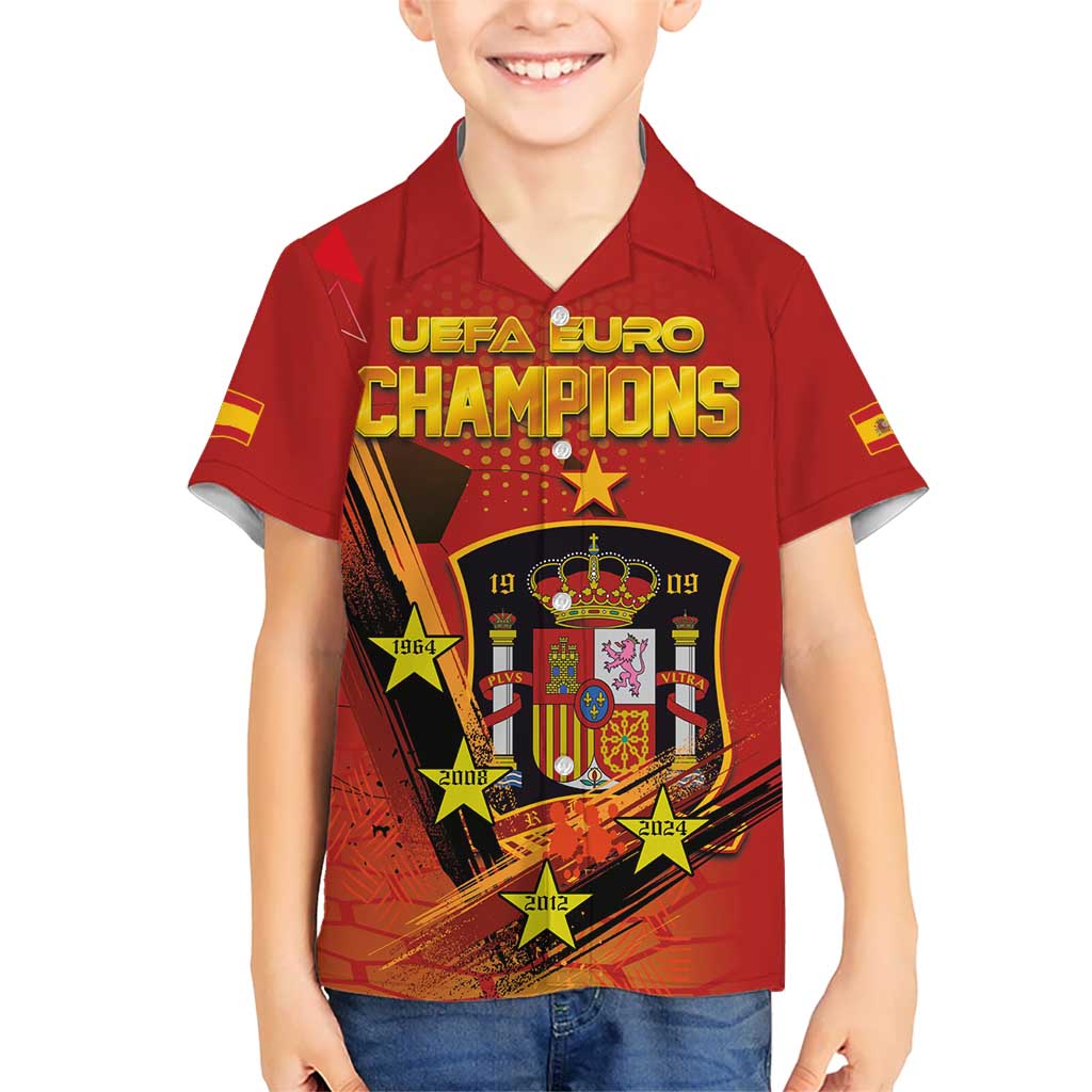 Personalised Spain Football 2024 Kid Hawaiian Shirt La Roja The Fourth Time Champion European - Wonder Print Shop