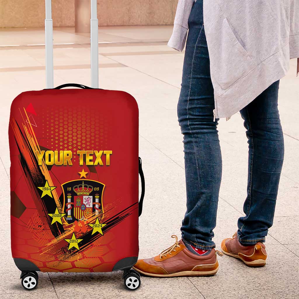 Personalised Spain Football 2024 Luggage Cover La Roja The Fourth Time Champion European - Wonder Print Shop