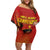 Personalised Spain Football 2024 Off Shoulder Short Dress La Roja The Fourth Time Champion European - Wonder Print Shop