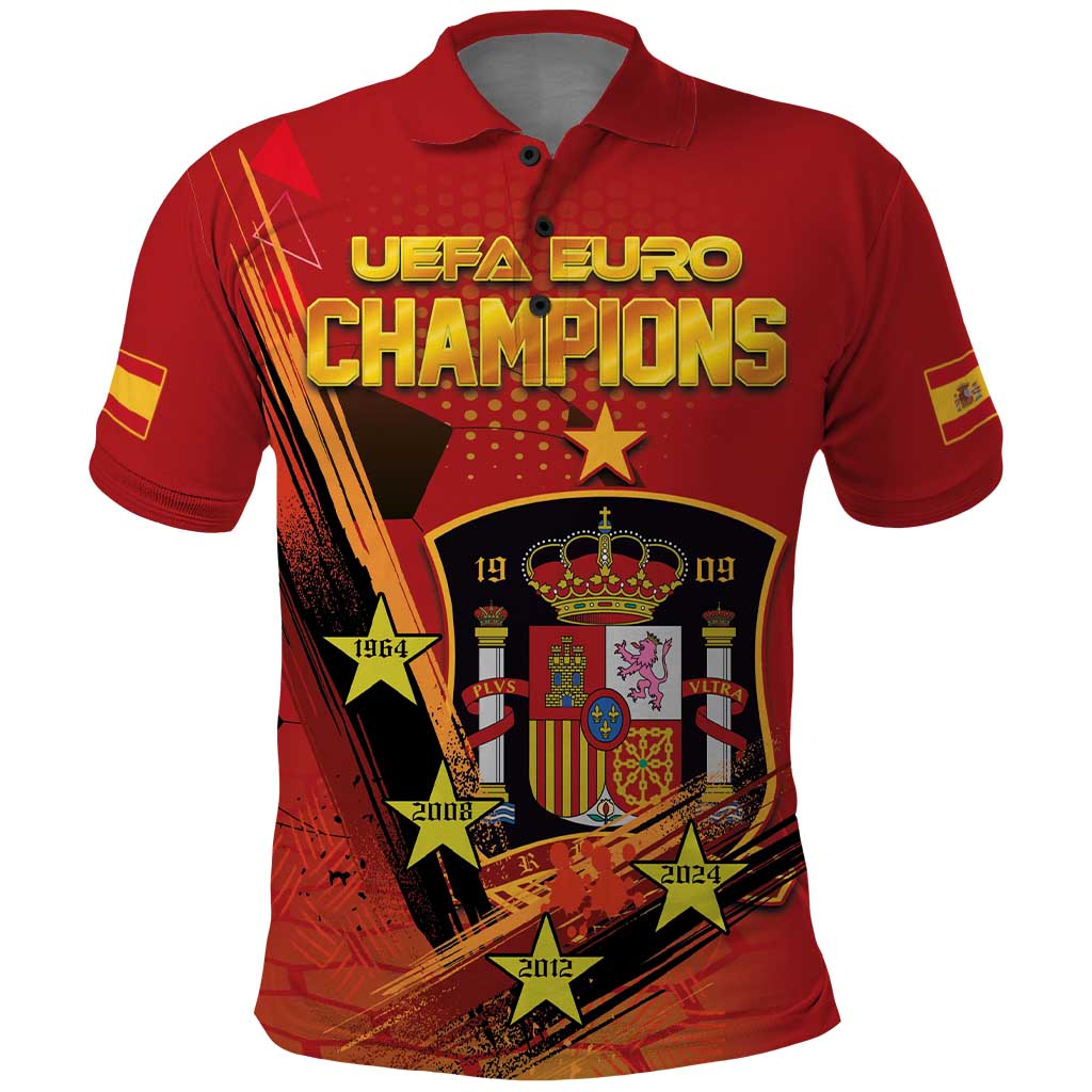 Personalised Spain Football 2024 Polo Shirt La Roja The Fourth Time Champion European - Wonder Print Shop