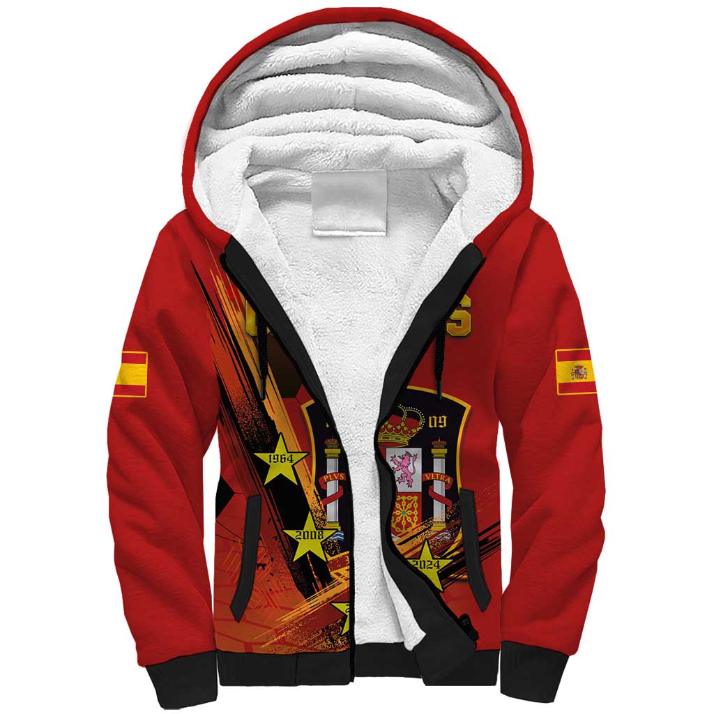 Personalised Spain Football 2024 Sherpa Hoodie La Roja The Fourth Time Champion European - Wonder Print Shop