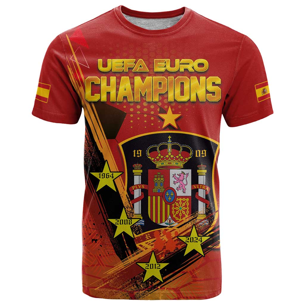 Personalised Spain Football 2024 T Shirt La Roja The Fourth Time Champion European - Wonder Print Shop