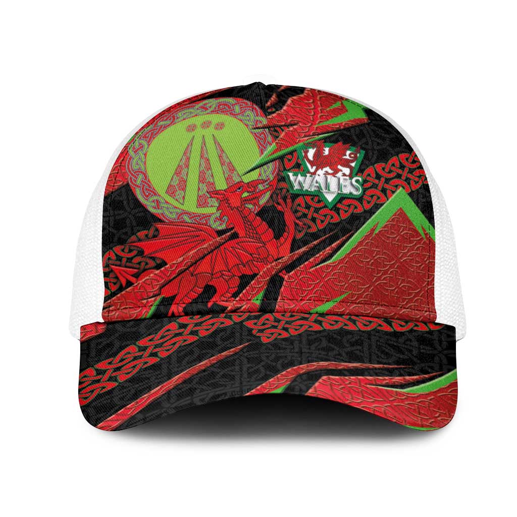 Welsh Celtic-Awen Mesh Trucker Cap Wales Y Ddraig Goch with Celtic Knot Sporty - Wonder Print Shop