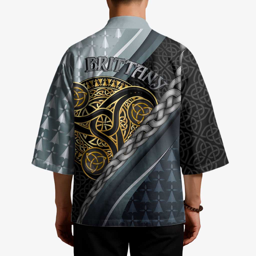 Brittany Triskele Celtic Kimono Silver and Gold Sporty Style - Wonder Print Shop