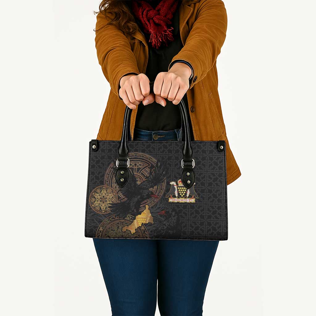 Cornwall Celtic-Chough and Knot Leather Bag - Wonder Print Shop