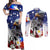 Philippines and American Together Couples Matching Off Shoulder Maxi Dress and Long Sleeve Button Shirt Filipino Lapulapu and Bald Eagle - Wonder Print Shop