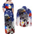 Philippines and American Together Couples Matching Off Shoulder Maxi Dress and Long Sleeve Button Shirt Filipino Lapulapu and Bald Eagle - Wonder Print Shop