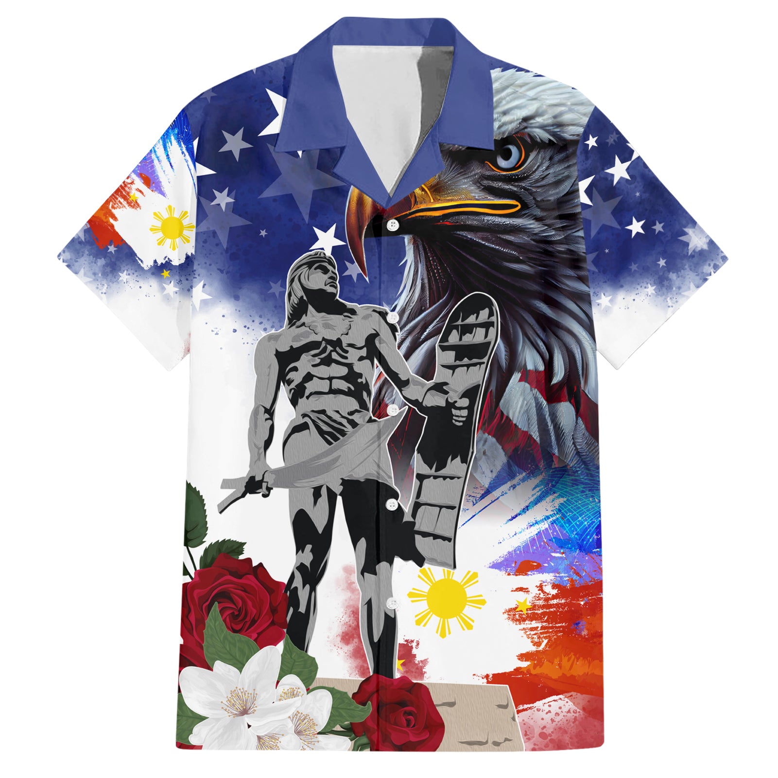 Philippines and American Together Hawaiian Shirt Filipino Lapulapu and Bald Eagle - Wonder Print Shop