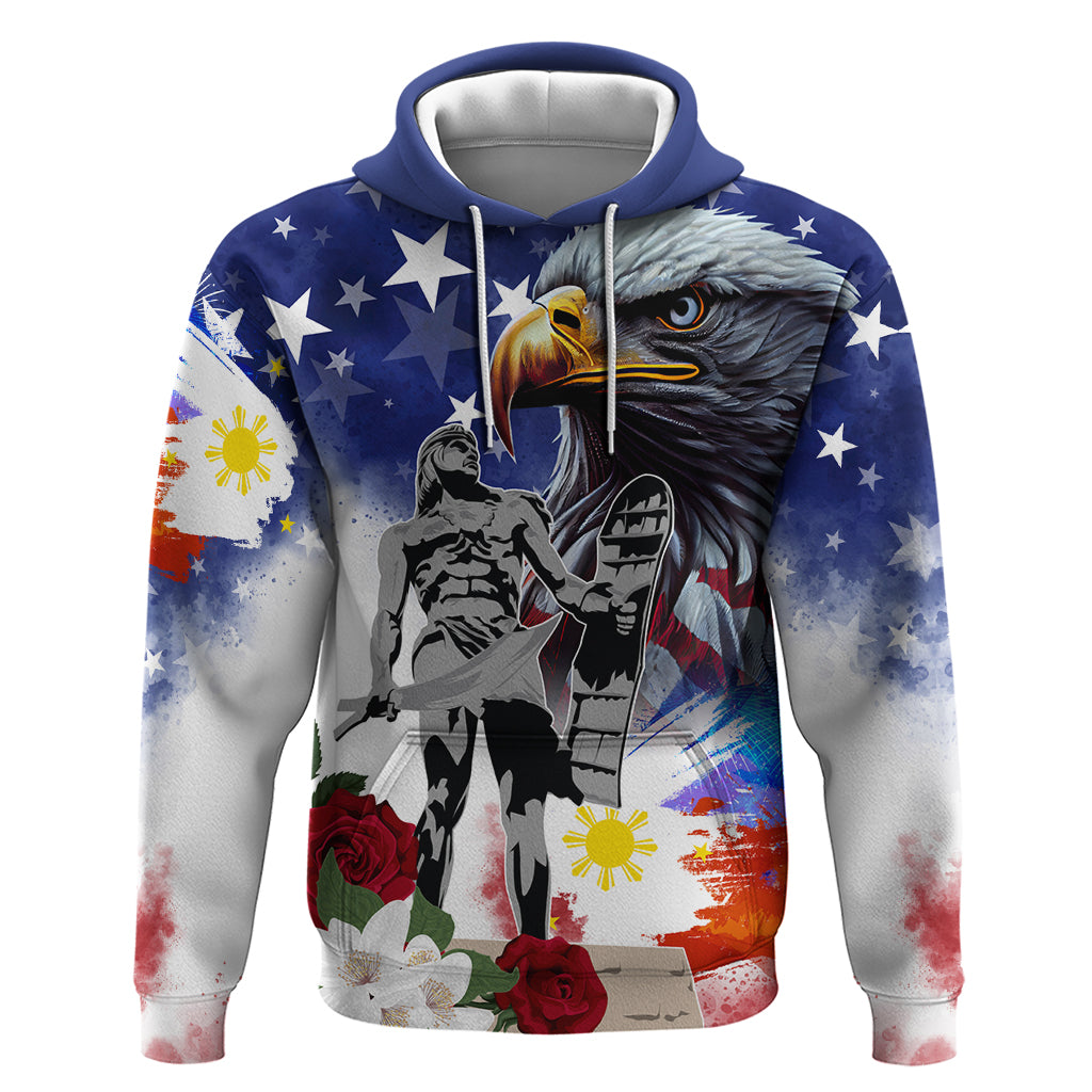 Philippines and American Together Hoodie Filipino Lapulapu and Bald Eagle - Wonder Print Shop