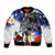 Philippines and American Together Sleeve Zip Bomber Jacket Filipino Lapulapu and Bald Eagle