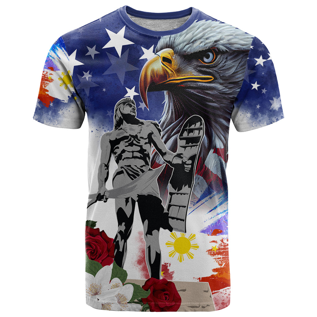 Philippines and American Together T Shirt Filipino Lapulapu and Bald Eagle