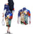 Philippines and American Together Couples Matching Off The Shoulder Long Sleeve Dress and Long Sleeve Button Shirt Filipino Eagle and Statue of Liberty