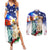 Philippines and American Together Couples Matching Summer Maxi Dress and Long Sleeve Button Shirt Filipino Eagle and Statue of Liberty - Wonder Print Shop