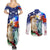 Philippines and American Together Couples Matching Summer Maxi Dress and Long Sleeve Button Shirt Filipino Eagle and Statue of Liberty - Wonder Print Shop