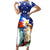 Philippines and American Together Family Matching Short Sleeve Bodycon Dress and Hawaiian Shirt Filipino Eagle and Statue of Liberty - Wonder Print Shop