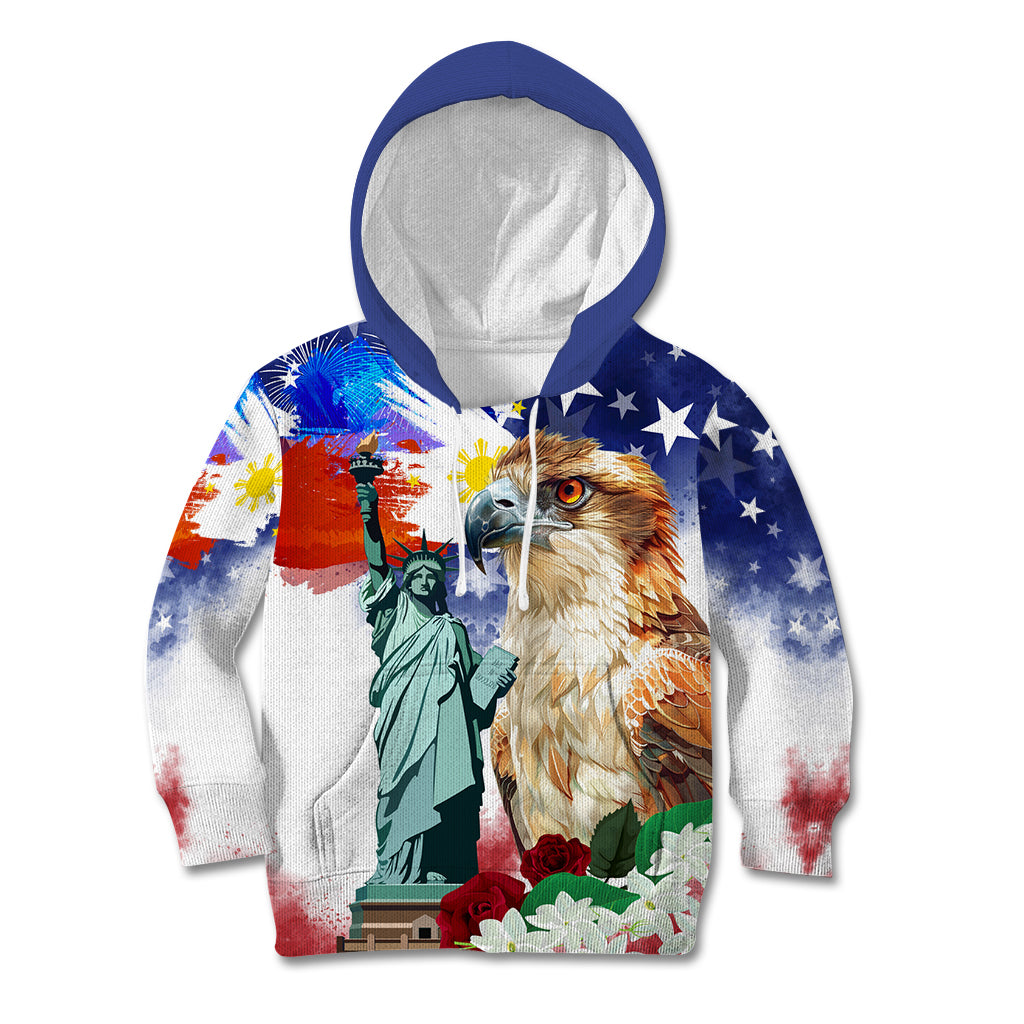 Philippines and American Together Kid Hoodie Filipino Eagle and Statue of Liberty - Wonder Print Shop