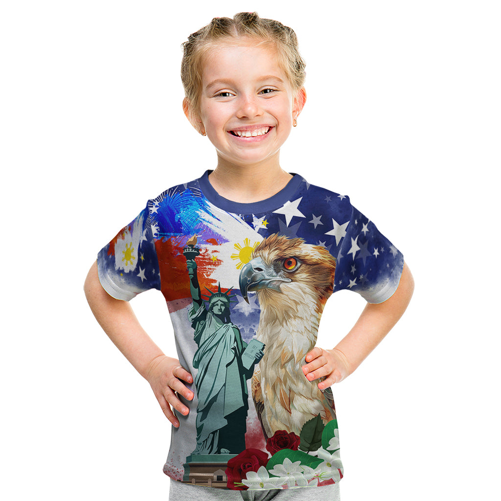 Philippines and American Together Kid T Shirt Filipino Eagle and Statue of Liberty - Wonder Print Shop