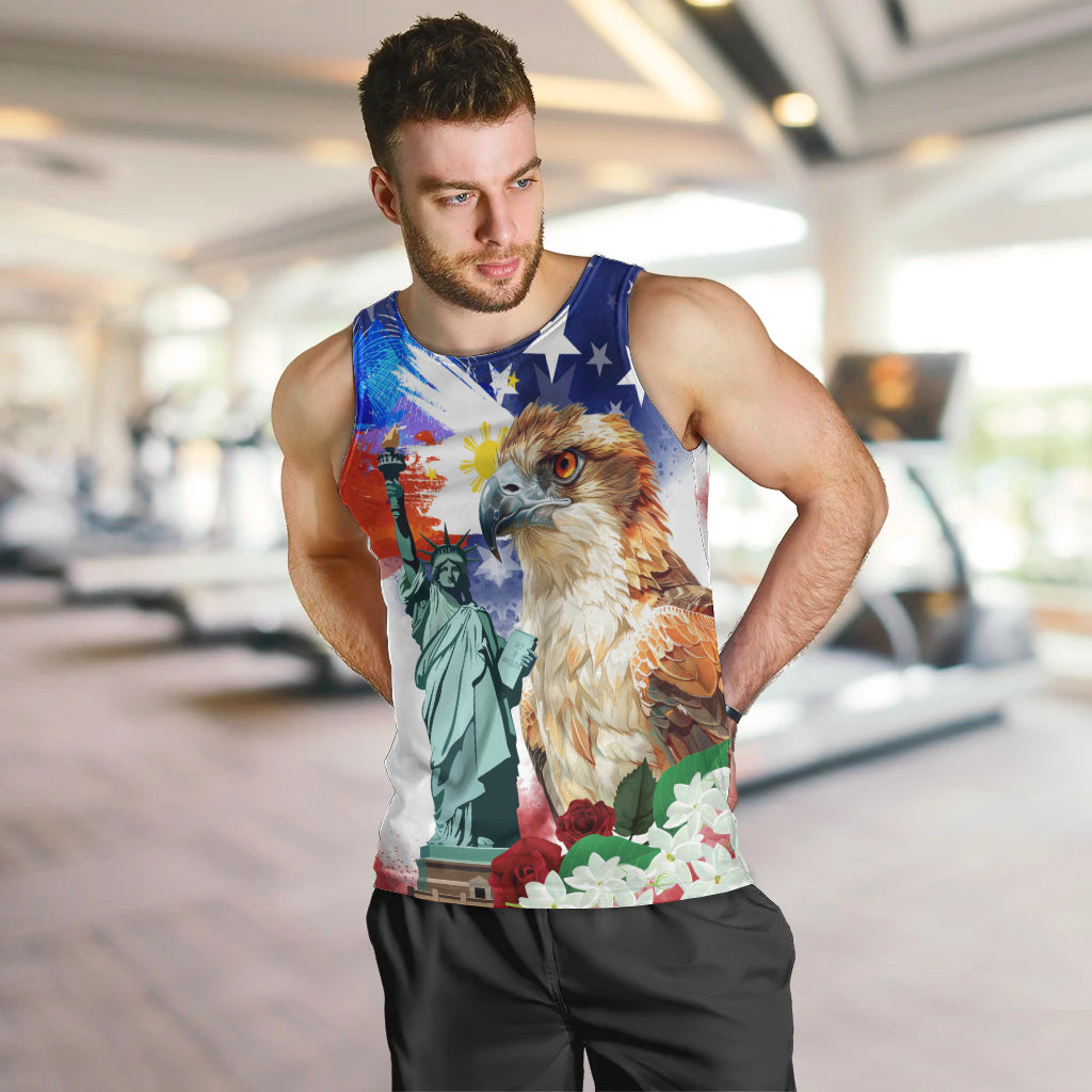 Philippines and American Together Men Tank Top Filipino Eagle and Statue of Liberty - Wonder Print Shop