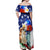 Philippines and American Together Off Shoulder Maxi Dress Filipino Eagle and Statue of Liberty - Wonder Print Shop