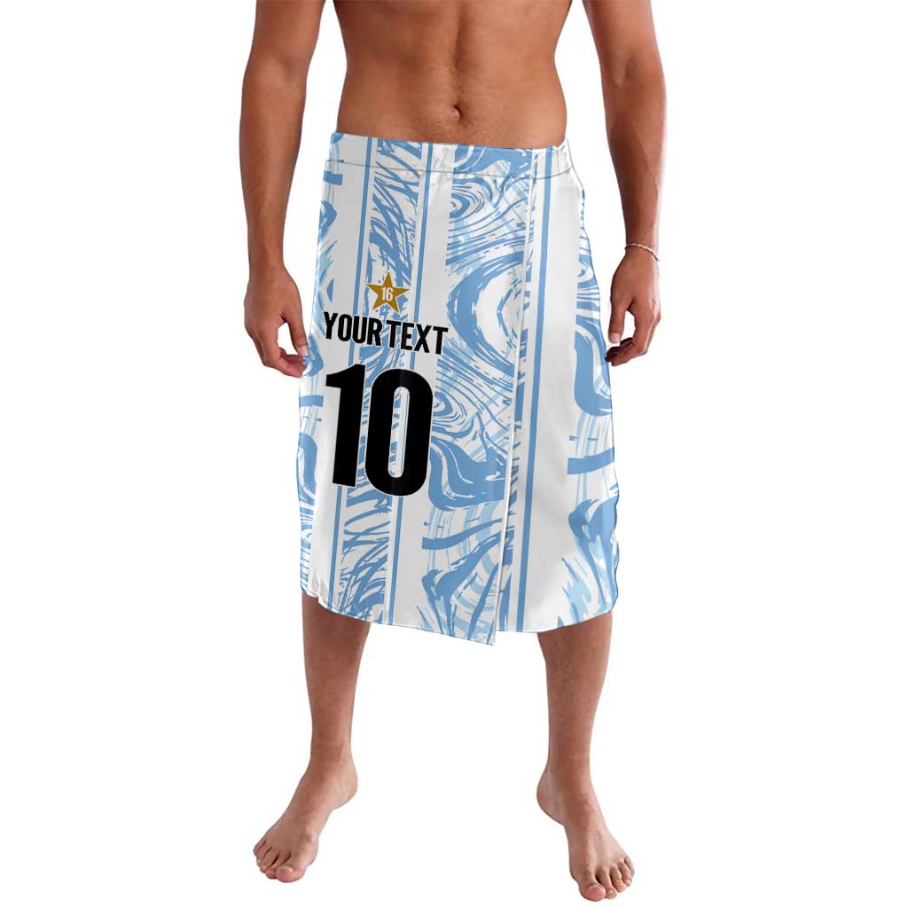 Custom sublimated football shorts in white with light-blue abstract pattern, number 10