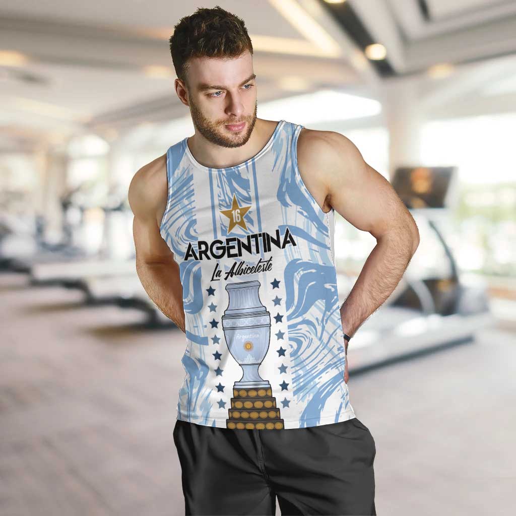 Custom Argentina Champion Football 2024 Men Tank Top La Albiceleste Campeon de America - Wonder Print Shop