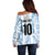 Custom Argentina Champion Football 2024 Off Shoulder Sweater La Albiceleste Campeon de America - Wonder Print Shop