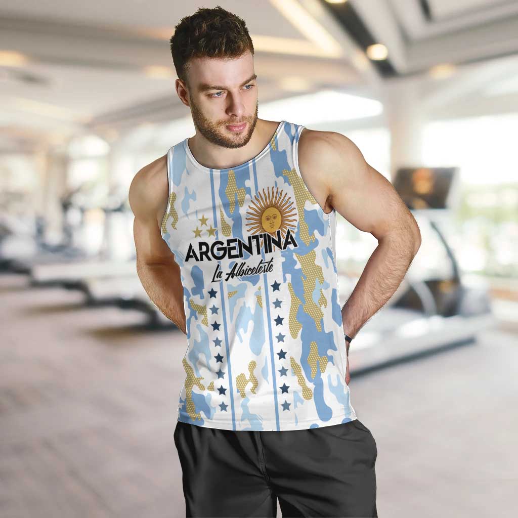 Custom Argentina Football Men Tank Top Vamos La Albiceleste Camouflage Style - Wonder Print Shop