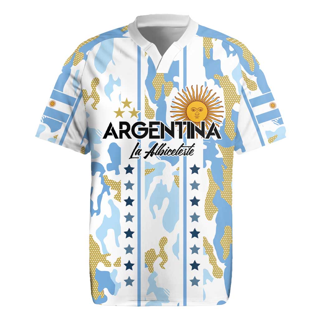 Custom Argentina Football Rugby Jersey Vamos La Albiceleste Camouflage Style - Wonder Print Shop