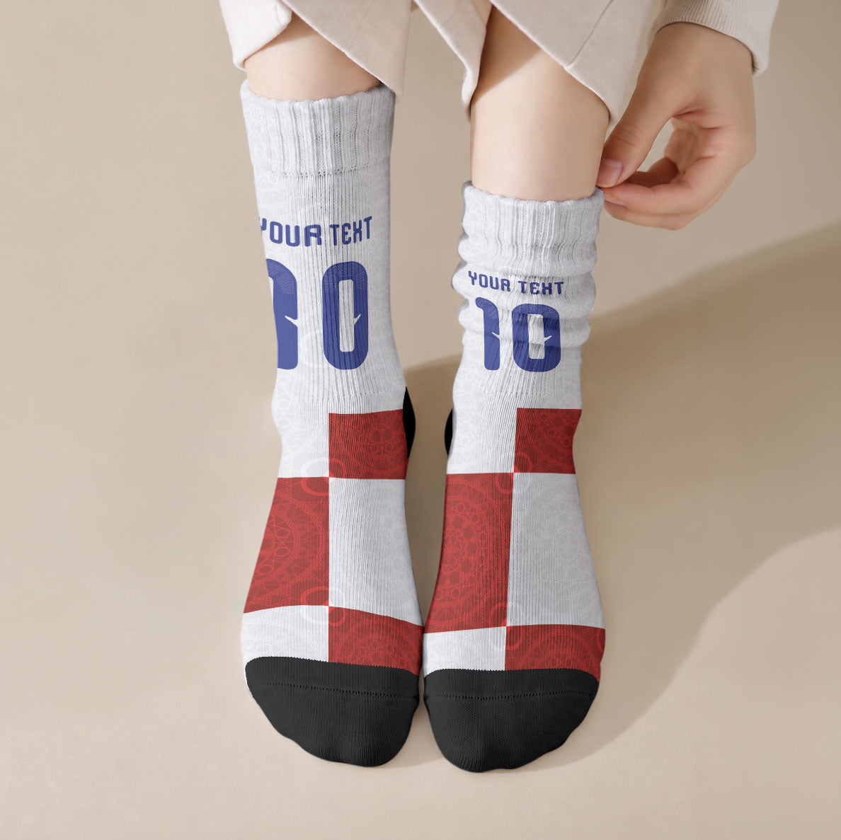 Custom Croatia Football Crew Socks New Chapter - Croatian Lace - Making Inspiration Home Color