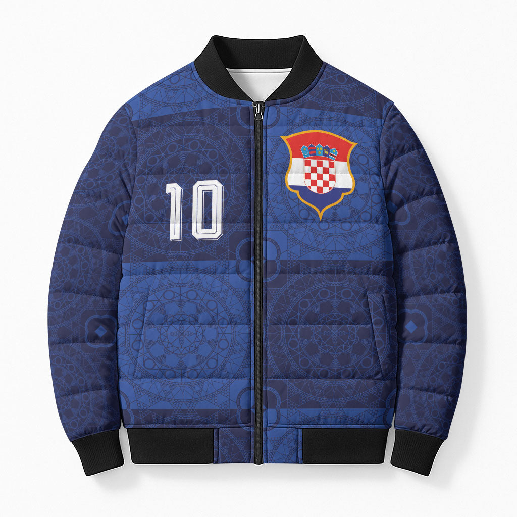 Custom Croatia Football Bomber Puffer Jacket New Chapter - Croatian Lace - Making Inspiration Away Color