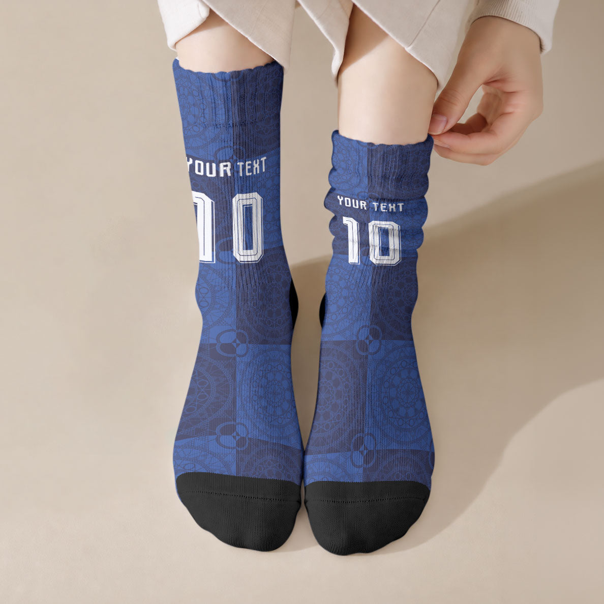 Custom Croatia Football Crew Socks New Chapter - Croatian Lace - Making Inspiration Away Color