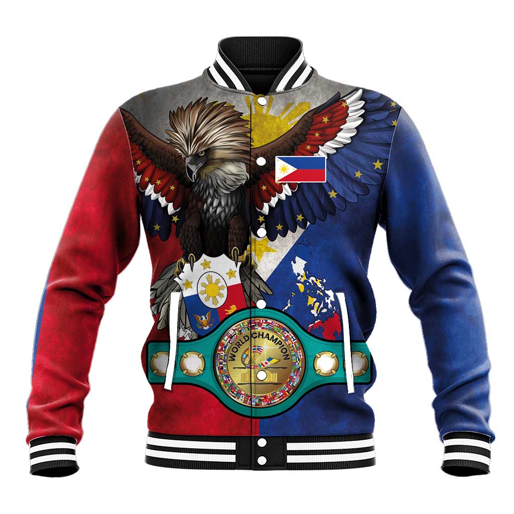 Custom Philippines World Champion Boxing Baseball Jacket Eagle-Grunge Design - Wonder Print Shop
