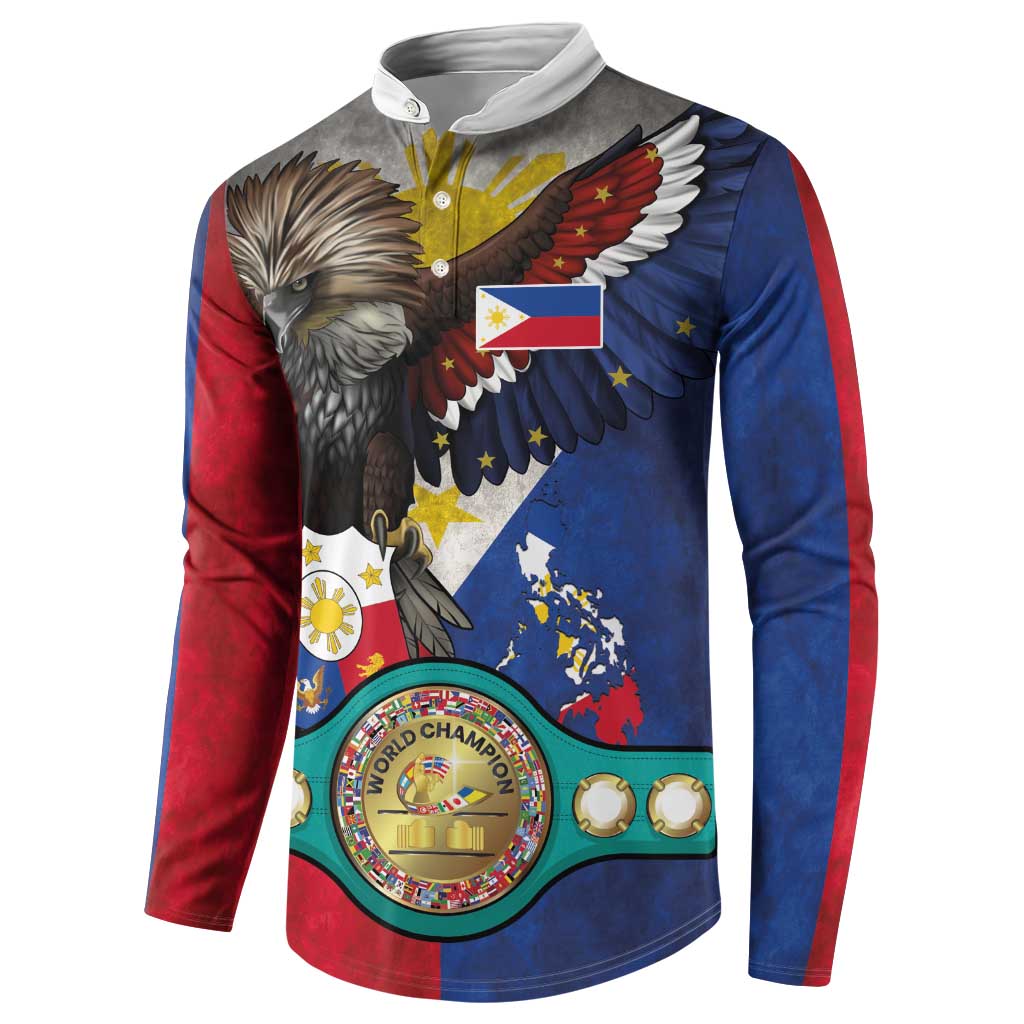 Custom Philippines World Champion Boxing Button Sweatshirt Eagle-Grunge Design - Wonder Print Shop