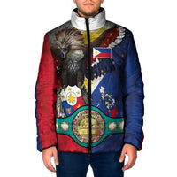 Custom Philippines World Champion Boxing Padded Jacket Eagle-Grunge Design - Wonder Print Shop
