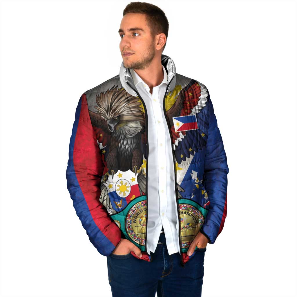 Custom Philippines World Champion Boxing Padded Jacket Eagle-Grunge Design - Wonder Print Shop