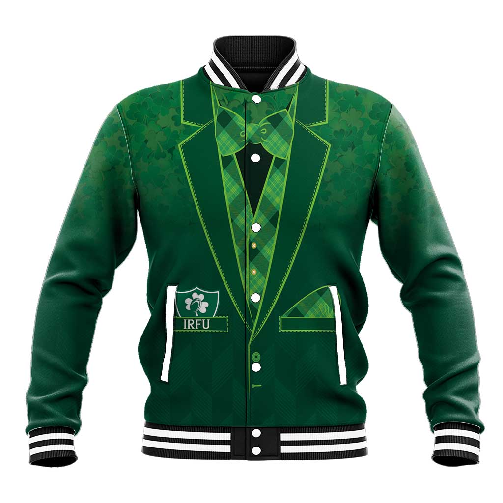 Custom Ireland Rugby Traditional Suit Costume Baseball Jacket Shamrock Sporty Style - Wonder Print Shop
