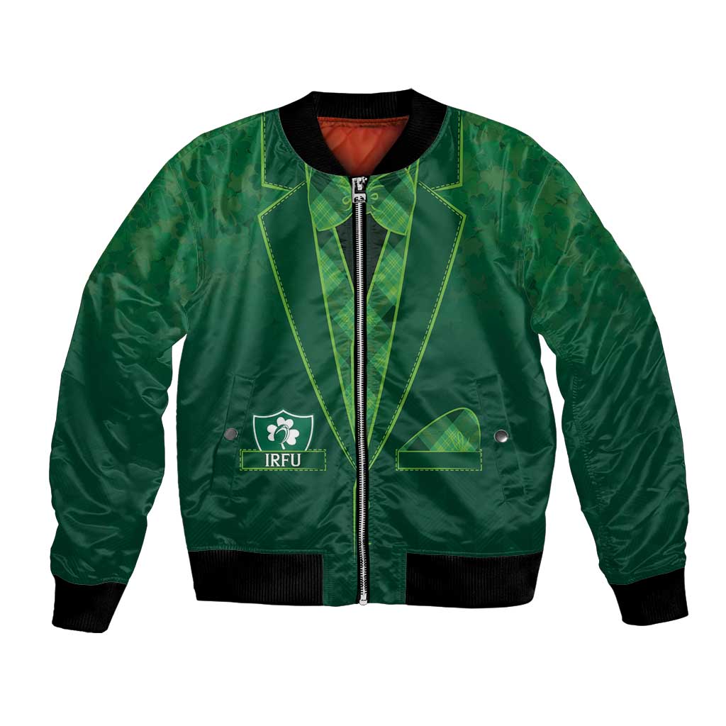 Custom Ireland Rugby Traditional Suit Costume Bomber Jacket Shamrock Sporty Style - Wonder Print Shop