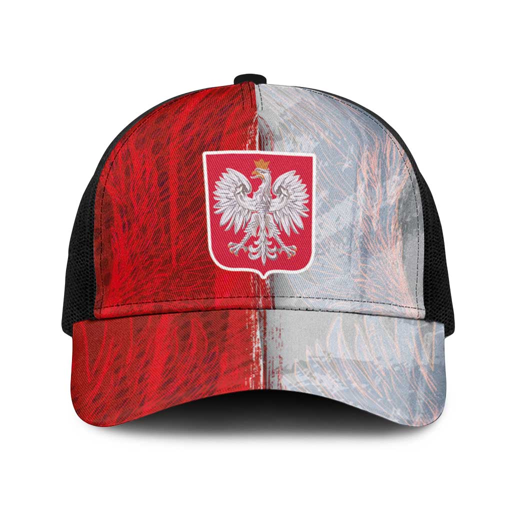 Polish Football Baseball Net Cap Eagle Wings Grunge Sporty Half Style - Wonder Print Shop