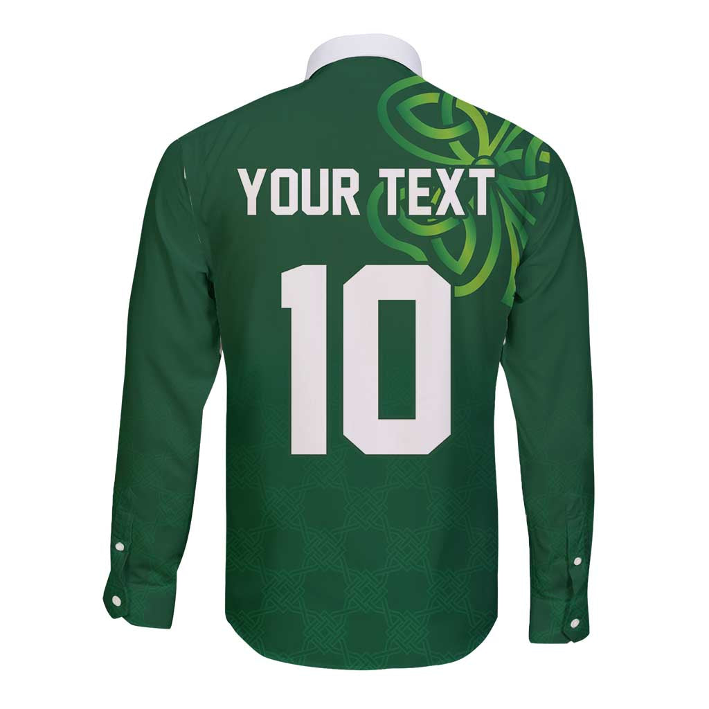 Custom Ireland Rugby-Celtic Shamrocks Long Sleeve Button Shirt