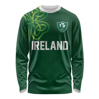 Green long-sleeve rugby shirt with IRFU crest and Ireland lettering