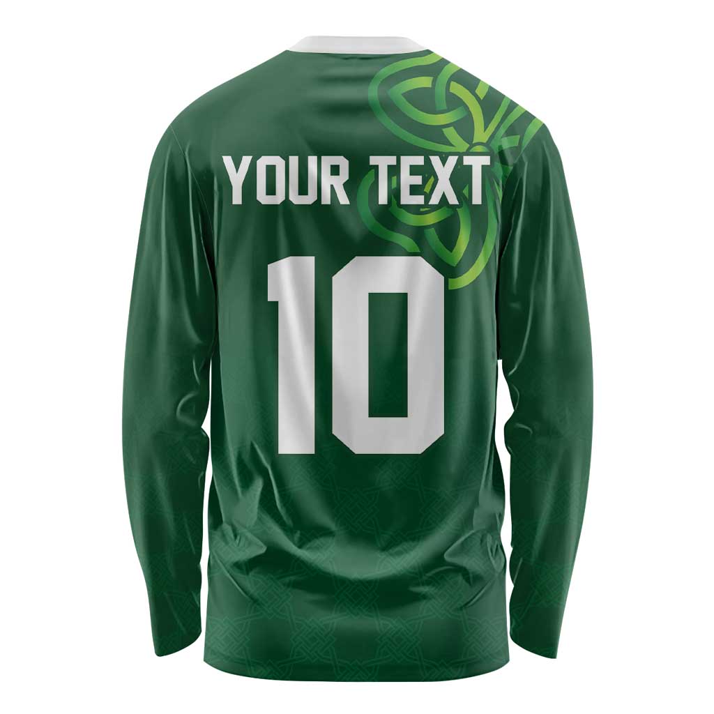 Green long-sleeve rugby shirt back with YOUR TEXT and large number 10