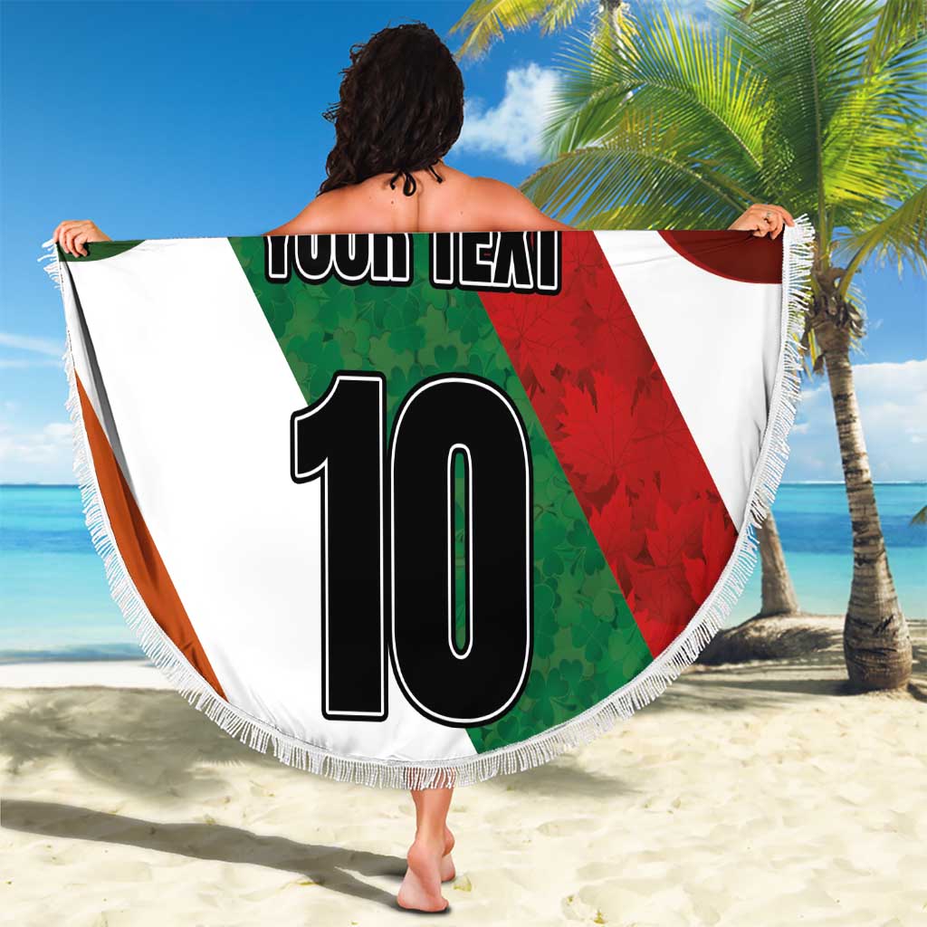 Custom Canada and Ireland Beach Blanket Shamrocks and Maple Leaves