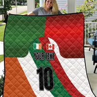 Quilt shamrock and maple leaf design throw with “YOUR TEXT” and number 10