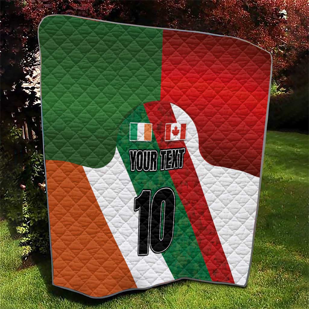 Quilt shamrocks and maple leaves with “YOUR TEXT” and large number 10