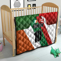 Quilt blanket for crib with Ireland and Canada design, “YOUR TEXT,” and number 10
