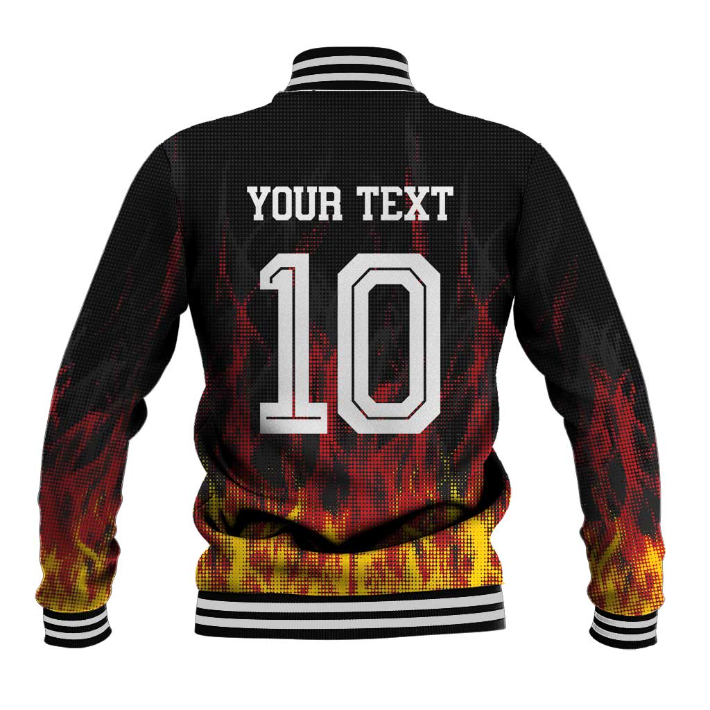 Custom Germany Football Baseball Jacket Flames Dot Patterns Sport