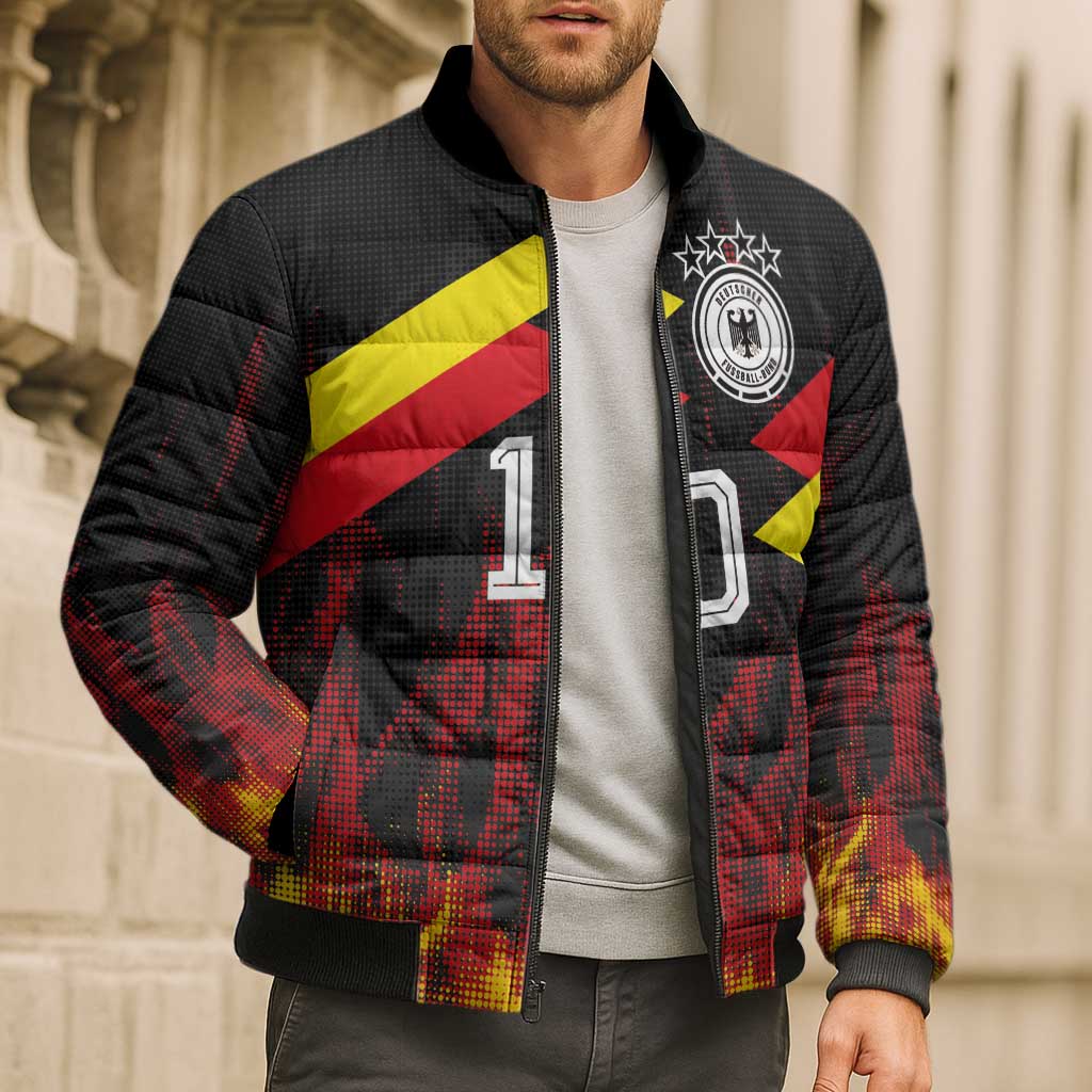 Custom Germany Football Bomber Puffer Jacket Flames Dot Patterns Sport
